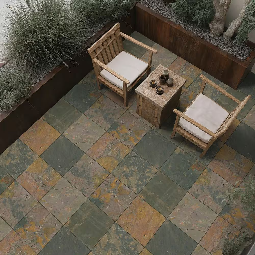 Peacock Natural Slate Stone Look Tile 12 In. X 12 In., Floor and Wall (10 Sq. Ft. /Case)