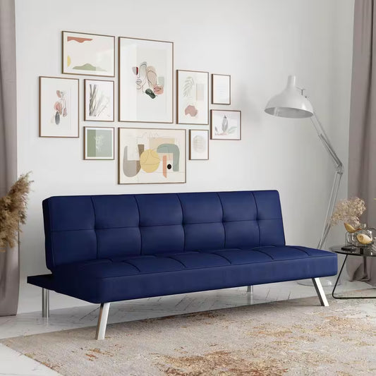 Calgiri 66 In. Armless 3-Seater Sofa in Blue