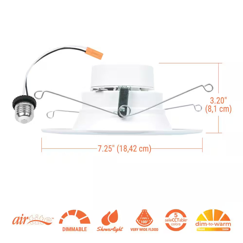 RL56 Series 5/6-Inch Recessed LED Retrofit Module. Selectable CCT Integrated LED Matte White, 600 Lumens