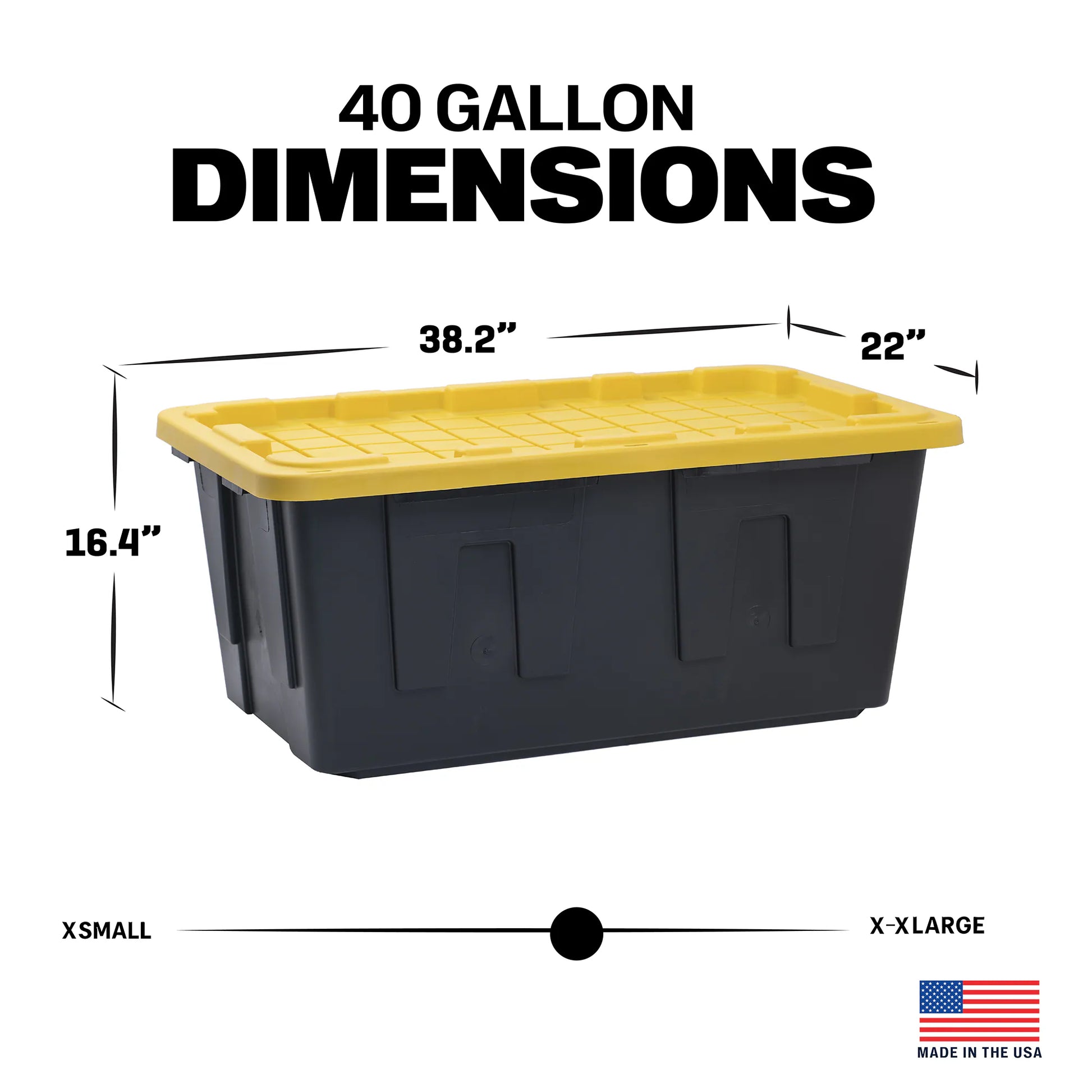 Commander X-Large 40 -Gallons ( 160 -Quarts ) Black and Yellow Heavy Duty Stackable Tote with Standard Snap Lid