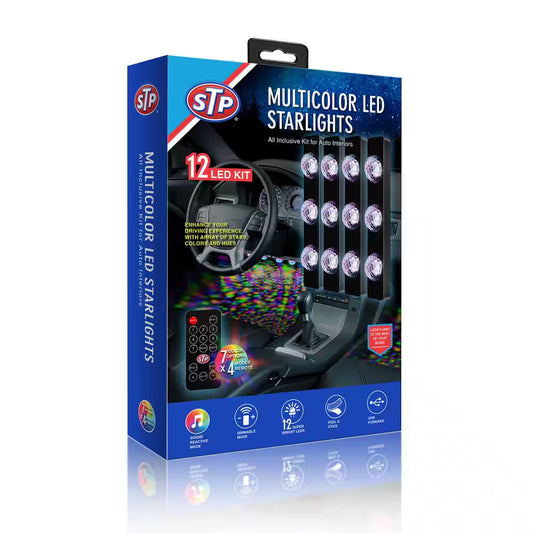 Multi-Color Car Interior LED Starlight Kit, Customizable, Sound-Reactive (4-Pack)