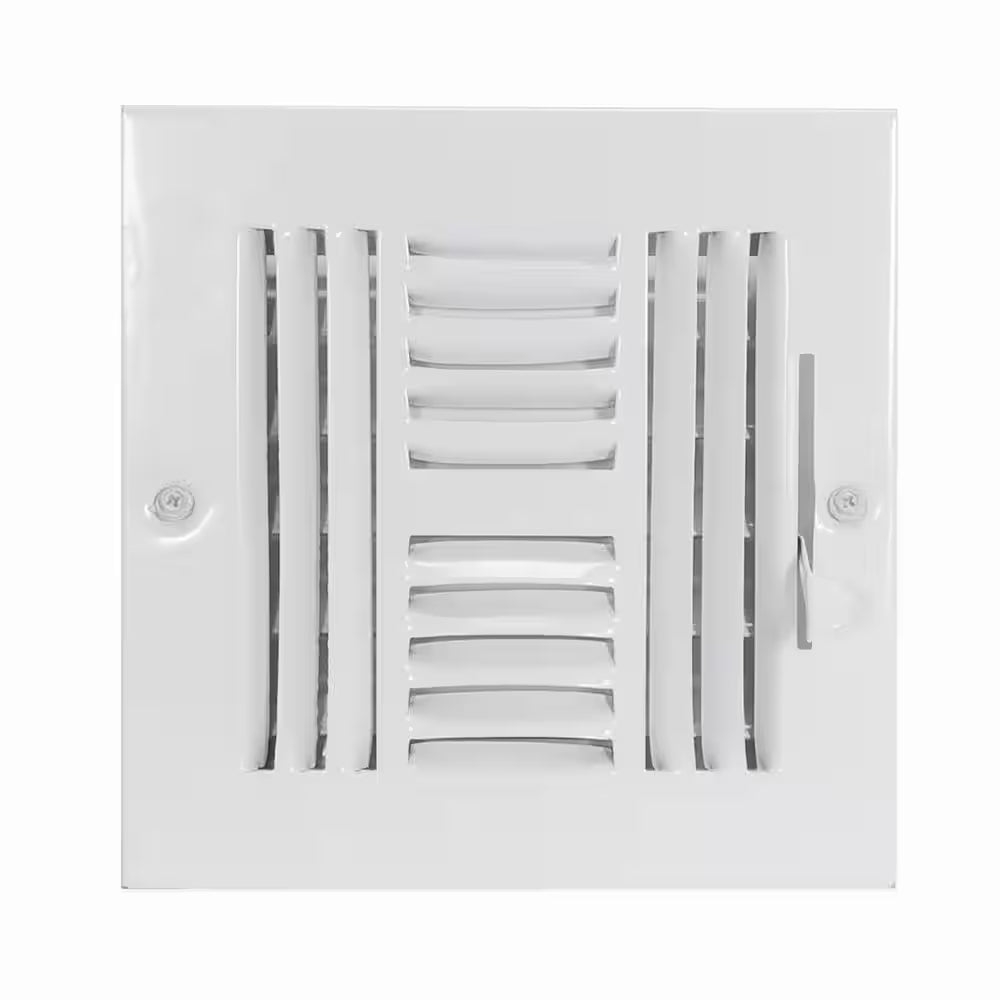 7-3/4 in X 7-3/4 in 4-Way Steel Wall/Ceiling Register, White