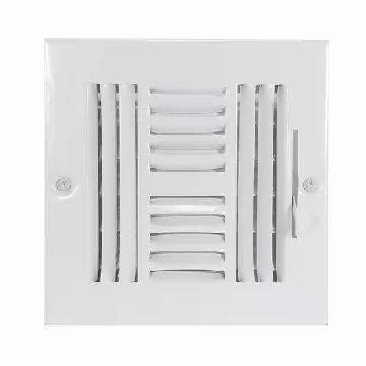 7-3/4 in X 7-3/4 in 4-Way Steel Wall/Ceiling Register, White