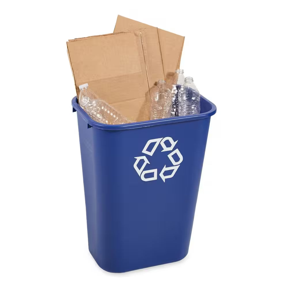 10.38 Gal. Blue Plastic Indoor Recycling Bin for Offices/Warehouses/Commercial Environments