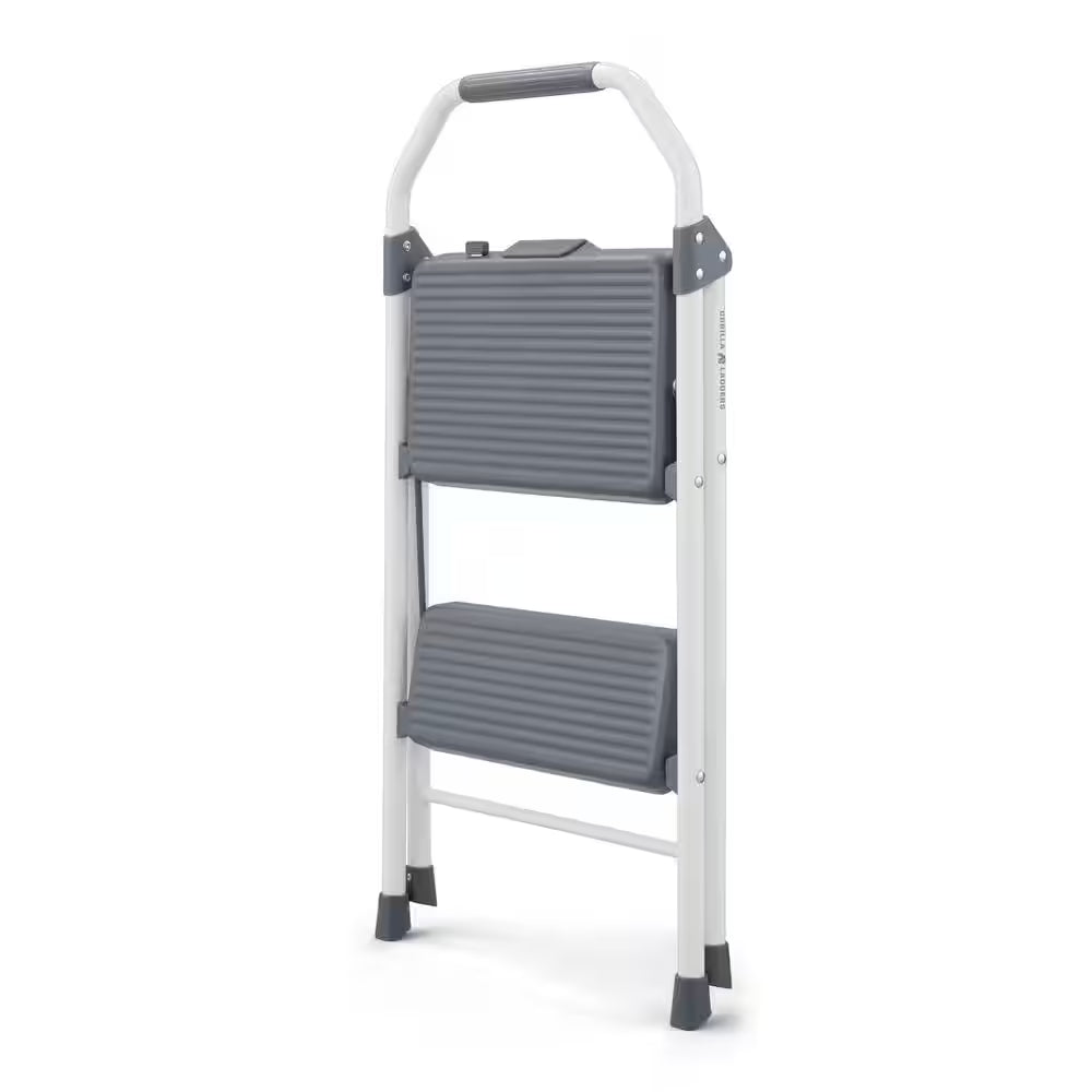 2-Step Compact Steel Step Stool, 225 Lbs. Load Capacity Type II Duty Rating (8Ft. Reach Height)