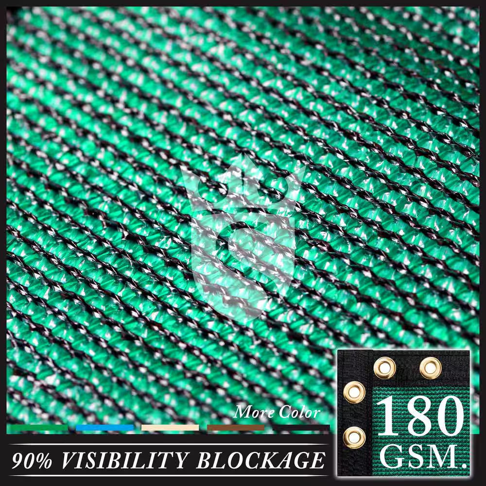 6 Ft. X 50 Ft. Black Plastic Mesh Fabric Privacy Fence Screen with Perimeter Stitched Edges and Grommets