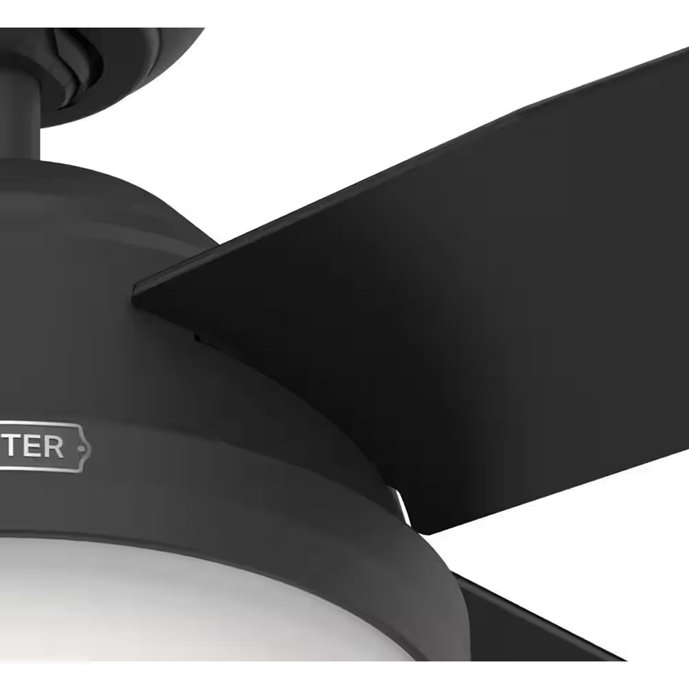 Dempsey 44 In. Indoor Matte Black Ceiling Fan with Remote and Light Kit Included