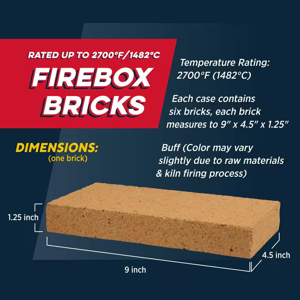 4.5 In. X 9 In. X 1.25 In. Fire Brick (6 per Box)