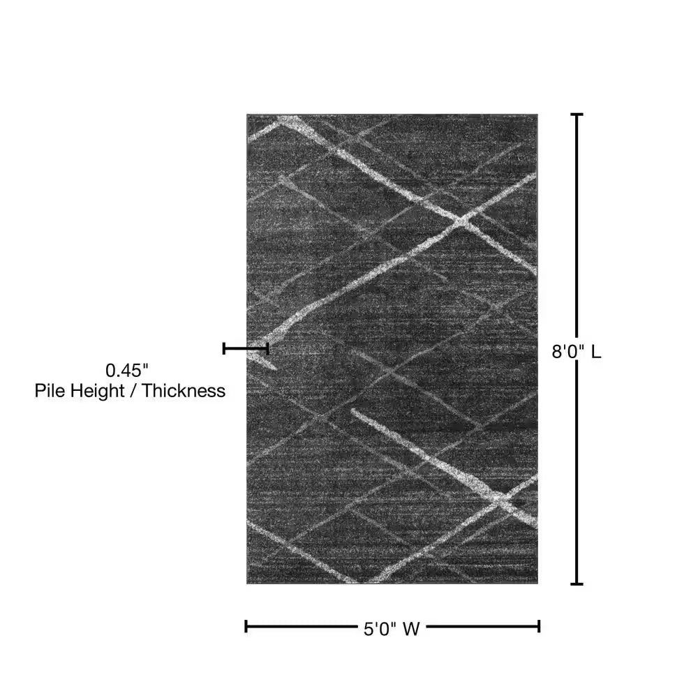 Thigpen Contemporary Stripes Dark Gray 5 Ft. X 8 Ft. Area Rug