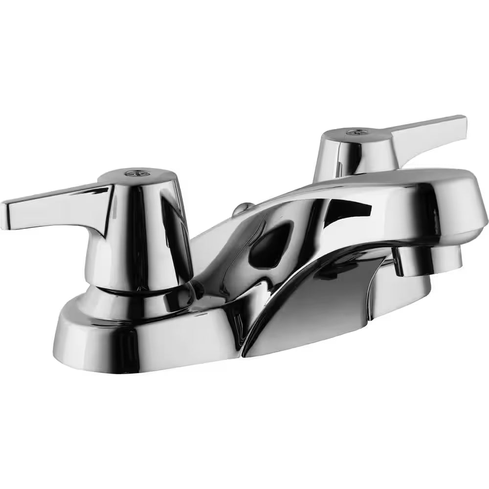 Aragon 4 In. Centerset 2-Handle Low-Arc Bathroom Faucet without Pop-Up Drain in Chrome