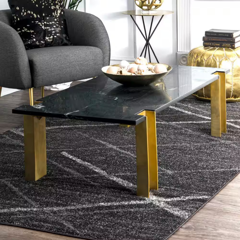 Thigpen Contemporary Stripes Dark Gray 5 Ft. X 8 Ft. Area Rug