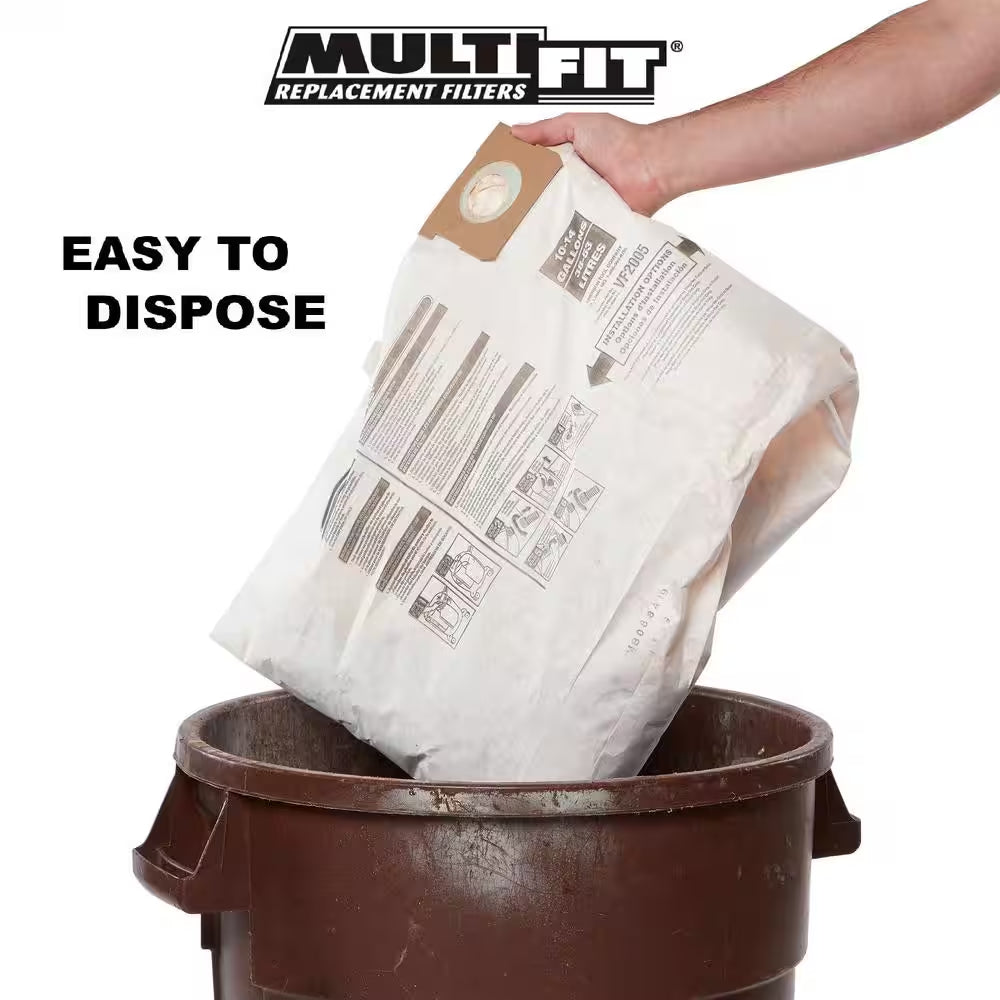General Debris VF2005 Wet Dry Vac Dry Pick-Up Only Dust Collection Bags for 10-14 Gal. Shop-Vac Brand Shop Vacuums (3Pk)