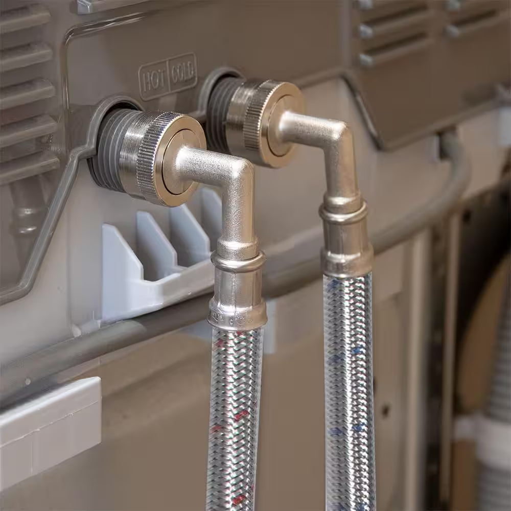 4 Ft. Universal Stainless Steel Washing Machine Hose with Elbow (2-Pack)