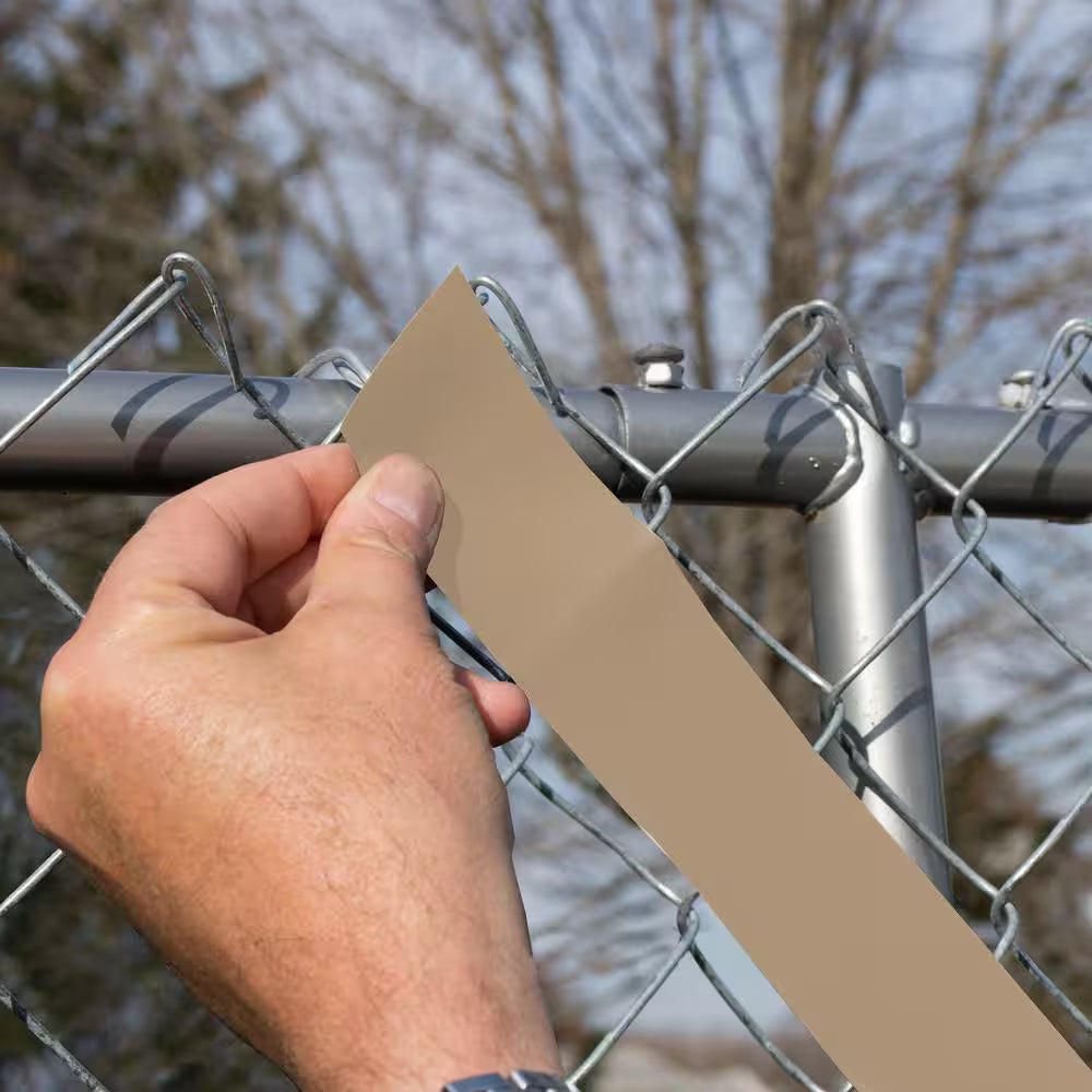 250 Ft. Roll Economy Vinyl Fence Weave Beige with 100 Brass Fasteners