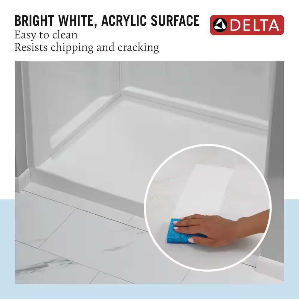 Classic 500 32 In. L X 32 In. W Alcove Shower Pan Base with Center Drain in High Gloss White