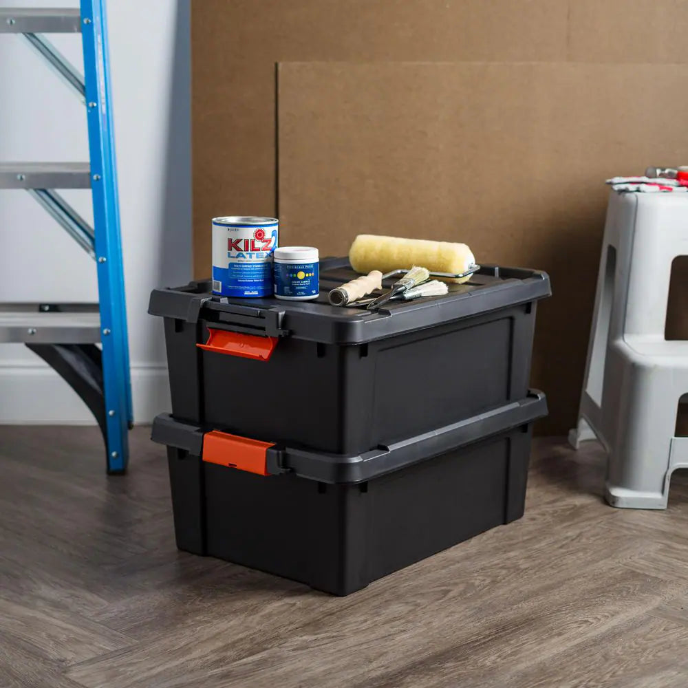12 Gal. Heavy-Duty Stackable Storage Tote (Set of 4)