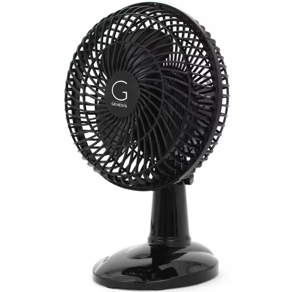 6 In. Convertible Table-Top and Clip Fan Fully Adjustable Head, 2 Quiet Speeds - Black