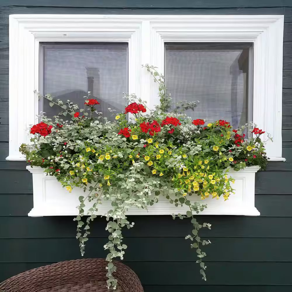 Fairfield 48 In. X 11 In. Self-Watering White Polyethylene Window Box