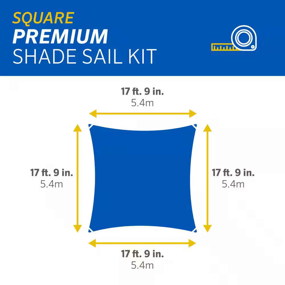 Premium Square 17.75 Ft. X 17.75 Ft. Stone Shade Sail Kit
