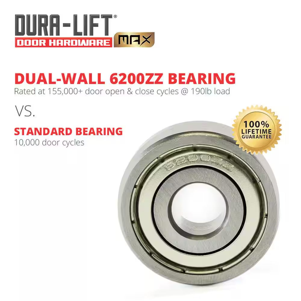Ultra-Life Max 2 In. Nylon Garage Door Roller with Sealed 6200ZZ Bearing and 4 In. Steel Stem (10-Pack)