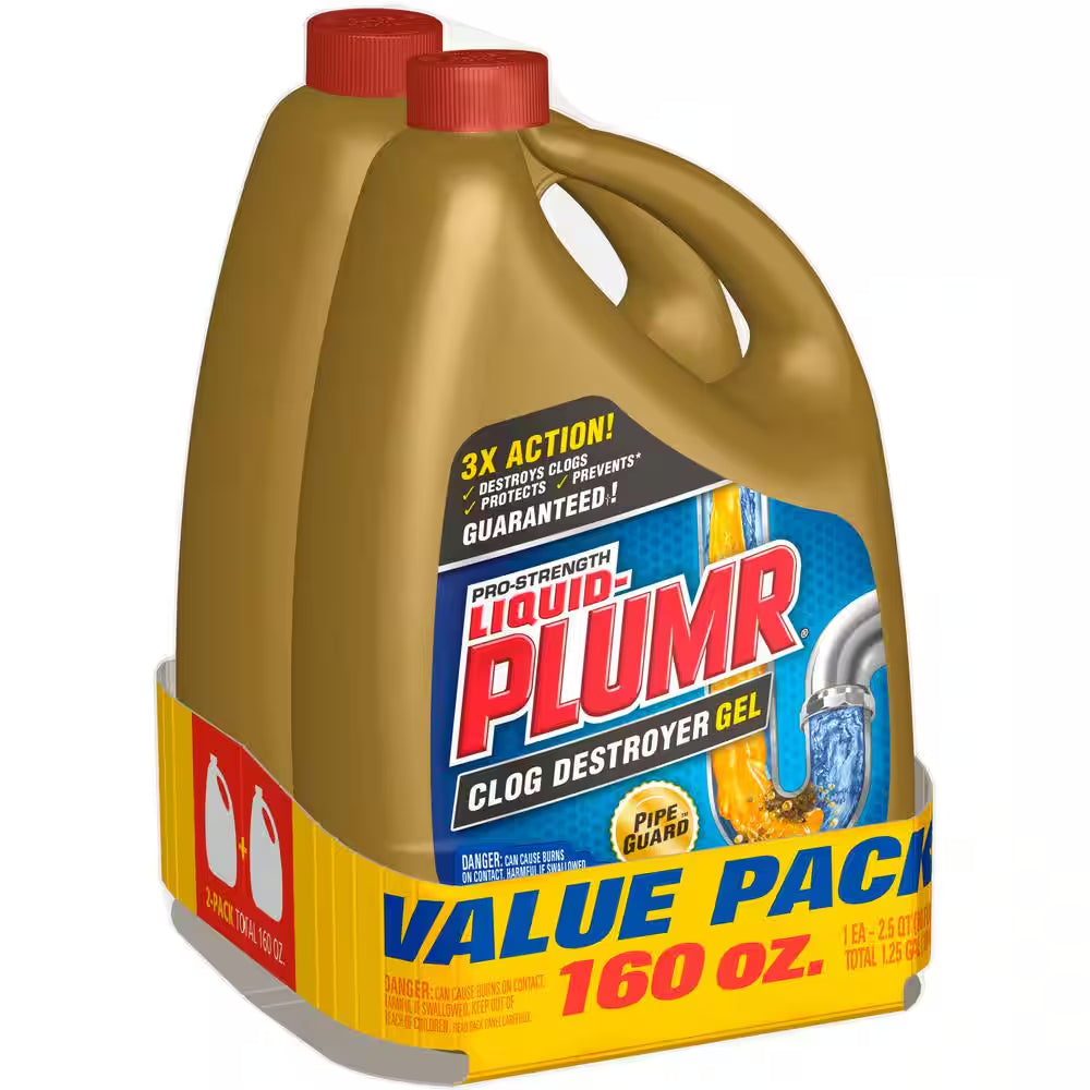 80 Oz. Pro Strength Full Clog Destroyer and Drain Cleaner plus Pipeguard (2-Pack)