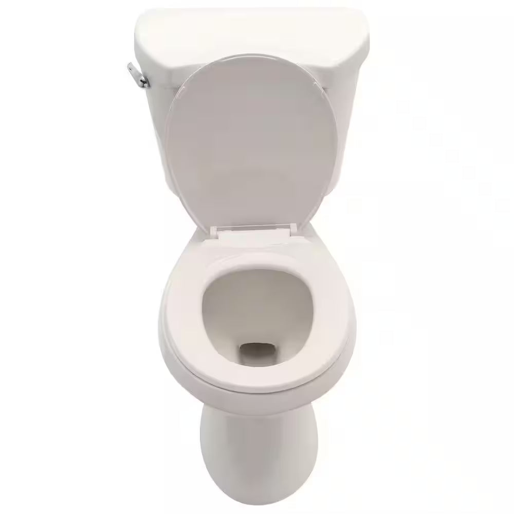 12 Inch Rough in Two-Piece 1.28 GPF Single Flush round Toilet in White Seat Included