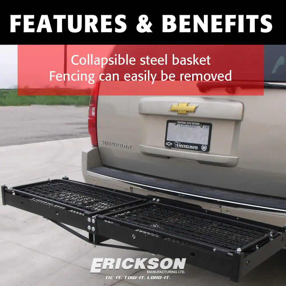 500 Lb. Capacity 60 In. X 20 In. Steel Folding Hitch Cargo Carrier for 2 In. Receiver