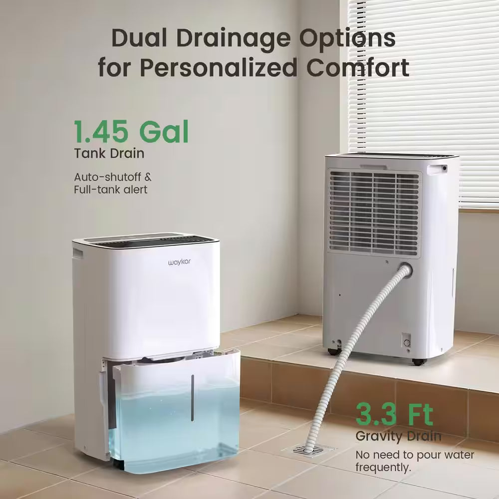80 Pt. 5,000 Sq. Ft. Energy Star Portable Dehumidifier with Bucket and Drain Hose for Bedroom, Basement in White