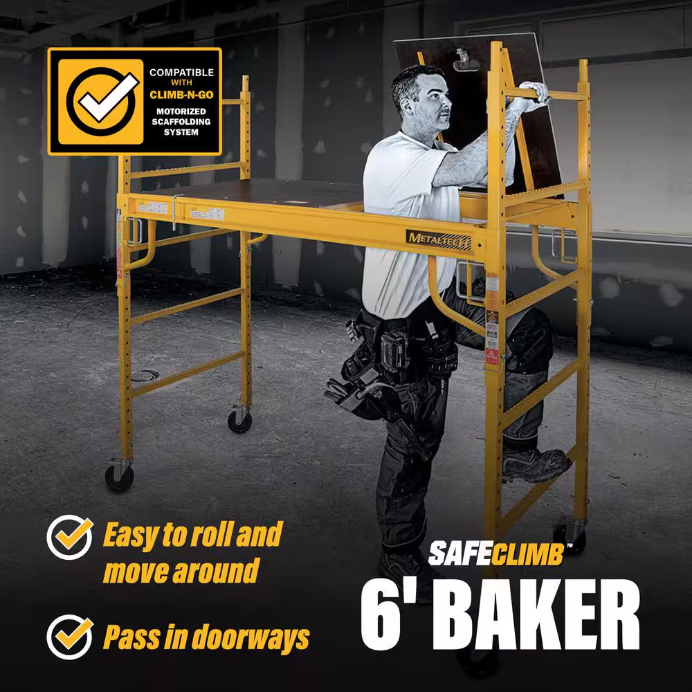 Safeclimb 6 Ft. Baker Scaffold with Platform and Included Trap Door, 1250 Lbs. Load Capacity