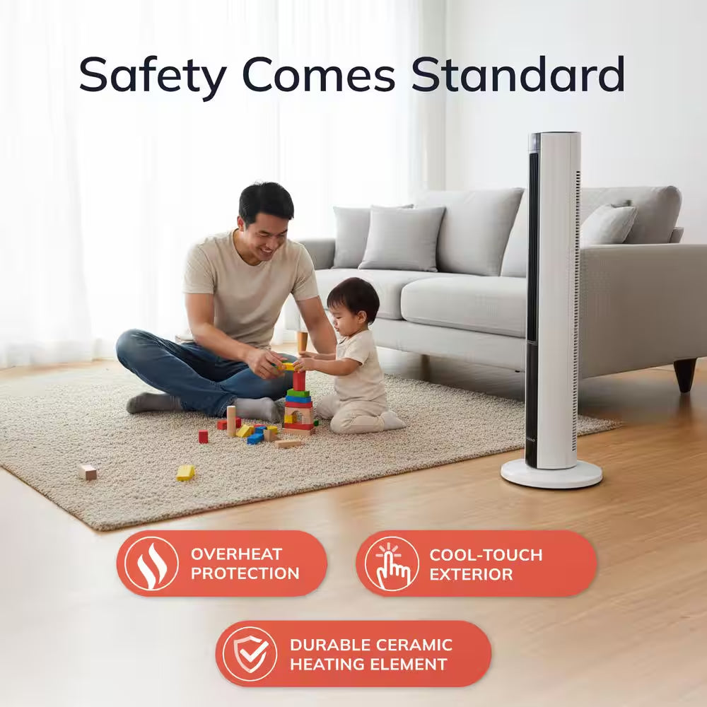 All Season 1500-Watt Electric Oscillating Space Heater and Fan Combo Tower with Remote Control