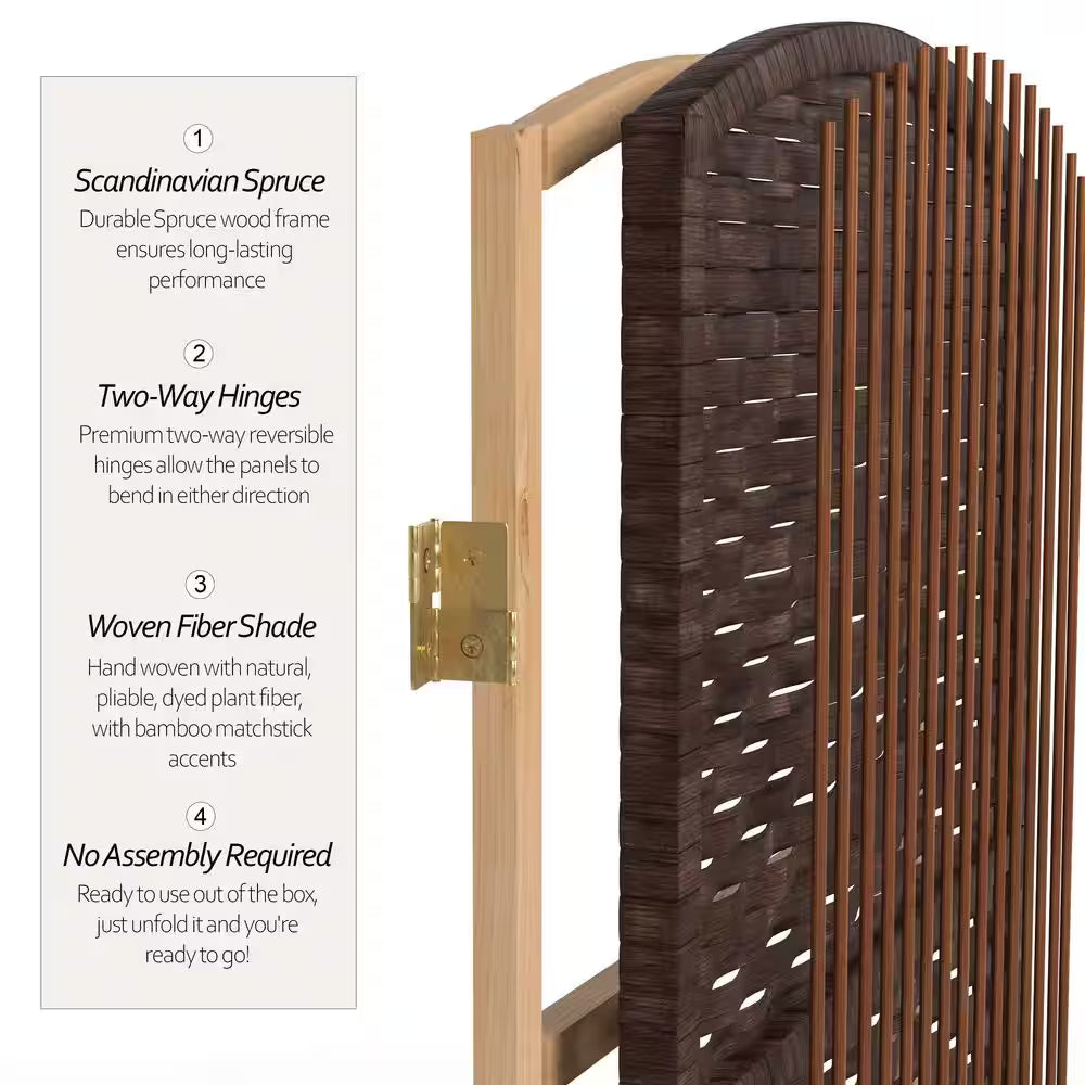 6 Ft. Dark Mocha 4-Panel Room Divider