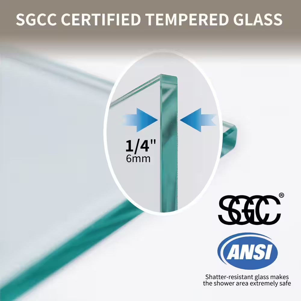 24-26 In. W X 72 In.H Frameless Pivot Shower Door in Chrome with Clear Glass