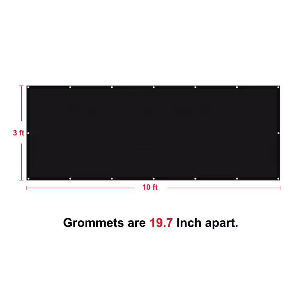 3 X 10 Ft. Privacy Fence Screen Heavy-Duty 90% Blockage Shade Cover Fencing Net for Wall Garden Gazebo Backyard Black
