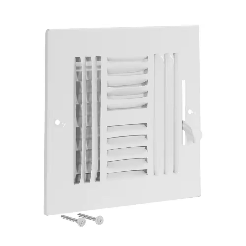 7-3/4 in X 7-3/4 in 4-Way Steel Wall/Ceiling Register, White