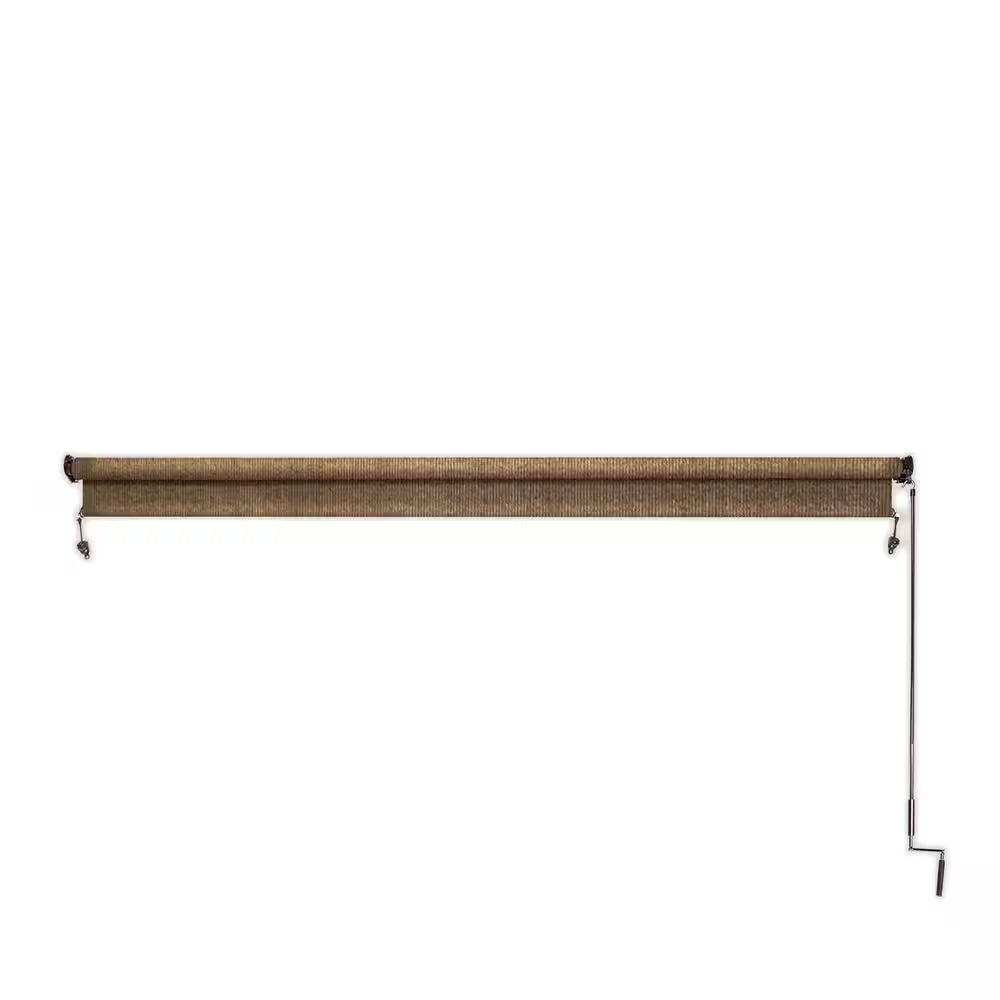 Walnut Cordless UV Blocking Fade Resistant Fabric Exterior Roller Shade 96 In. W X 96 In. L