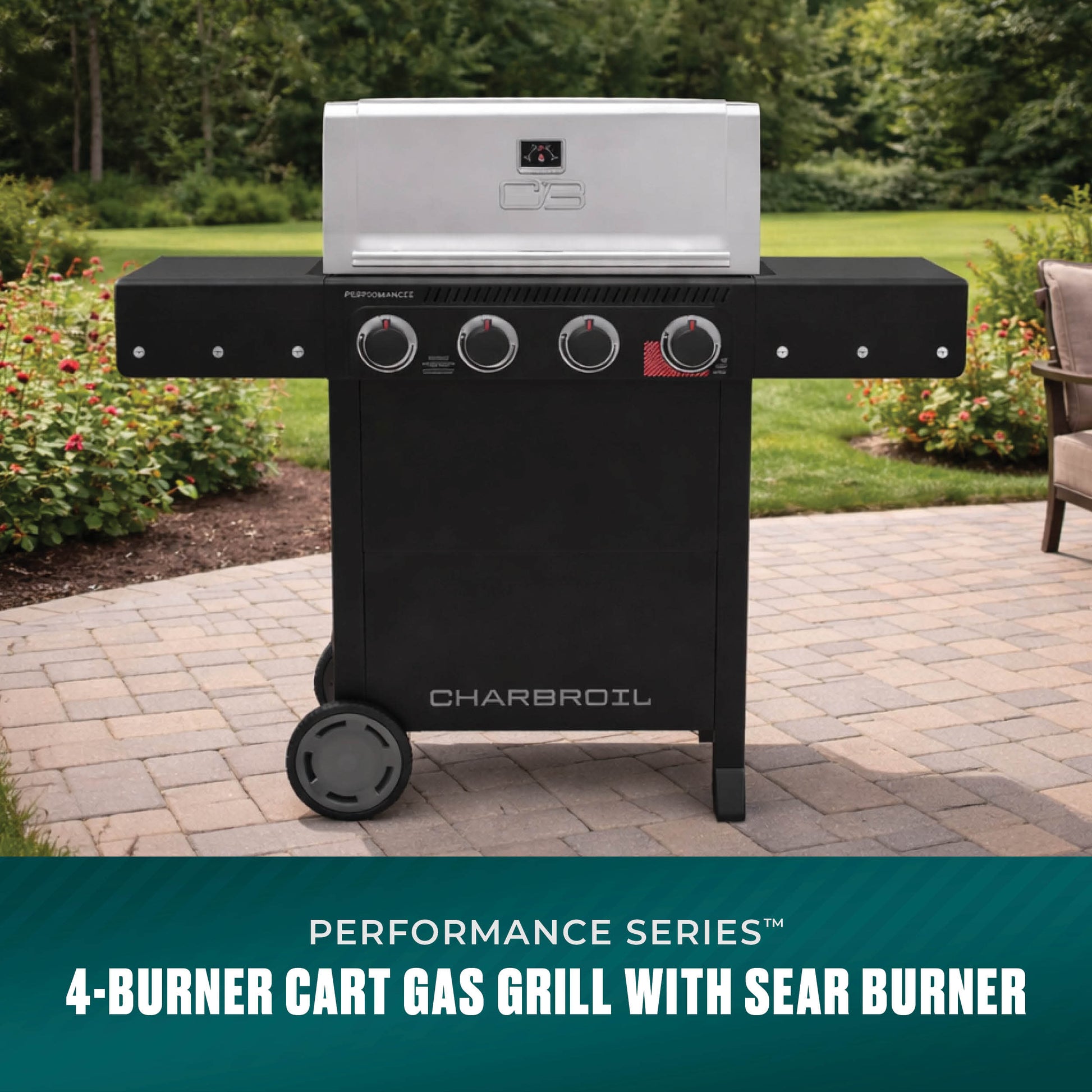 Performance Series Black and Silver 4 -Burner Liquid Propane Gas Grill