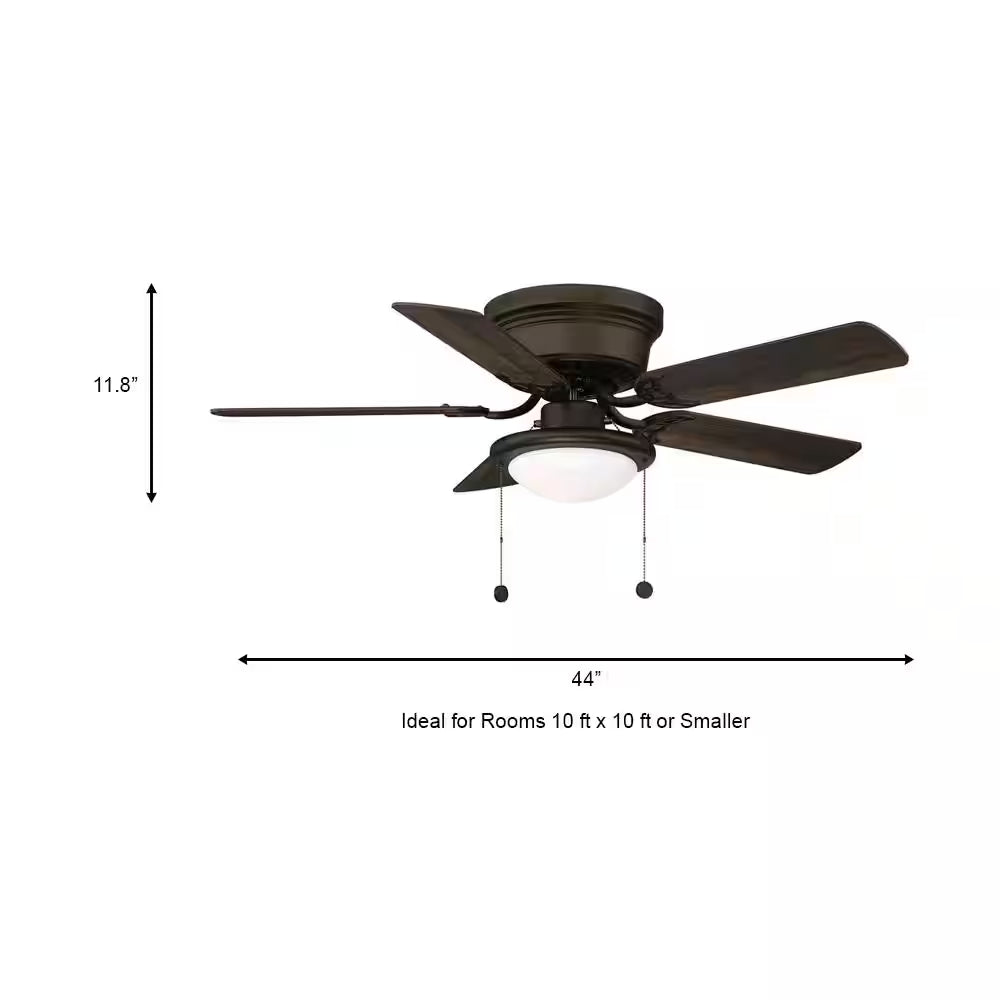 Hugger 44 In. LED Indoor Oil-Rubbed Bronze Ceiling Fan with Light Kit
