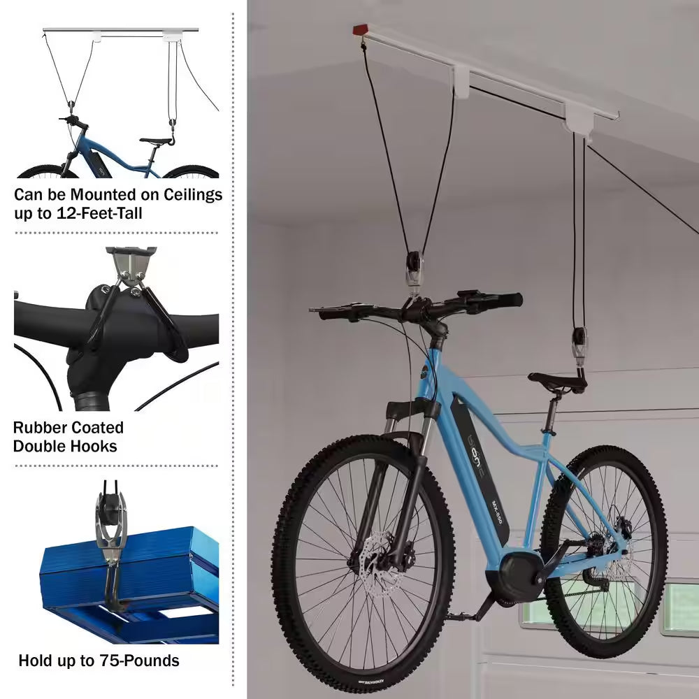 Black 1-Bike Ceiling Mount Heavy Duty Garage Bike Rack