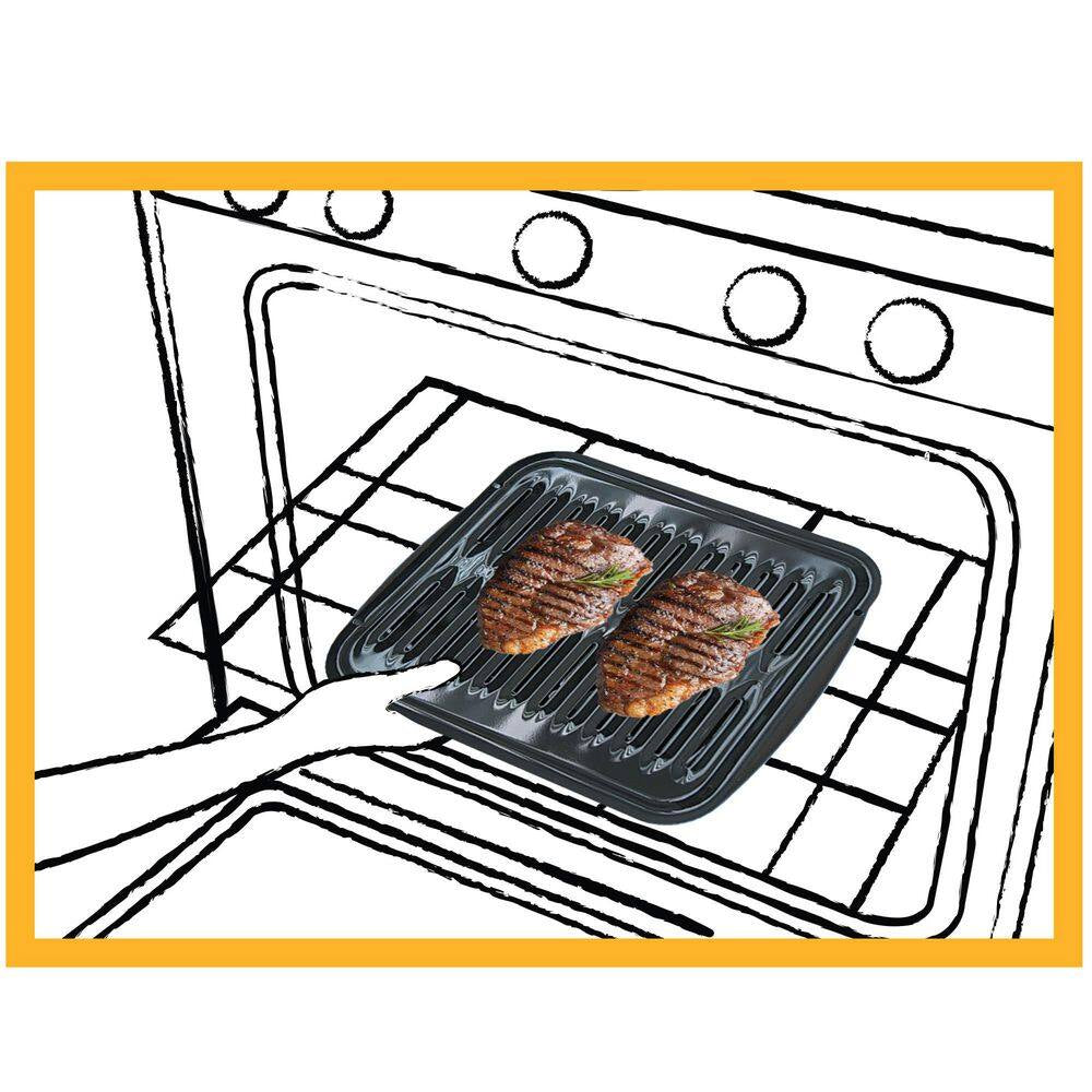 2-Piece Porcelain Broiler Pan in Black