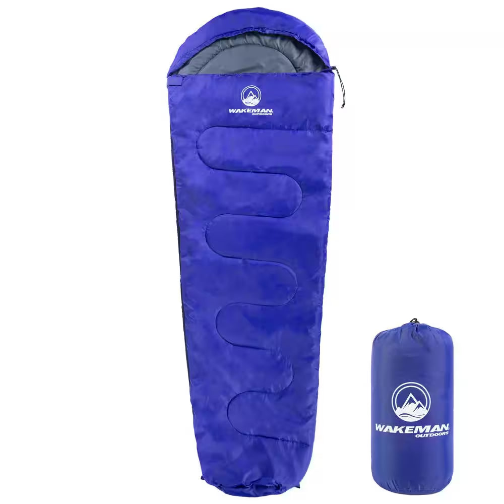 Mummy Sleeping Bag 83 In. L X 28 In. W, Water-Resistant Adult Cold Weather Sleeping Bag Rated to 10°F (Blue)