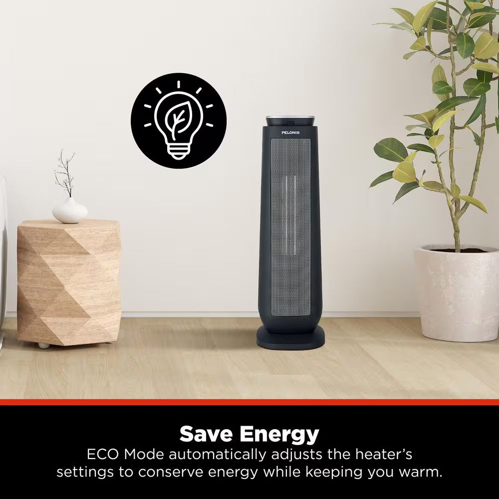 1500-Watt 23 In. Digital Tower Indoor Ceramic Heater Quiet Operation W/ Safety Overheat Protection and Fan Mode in Black