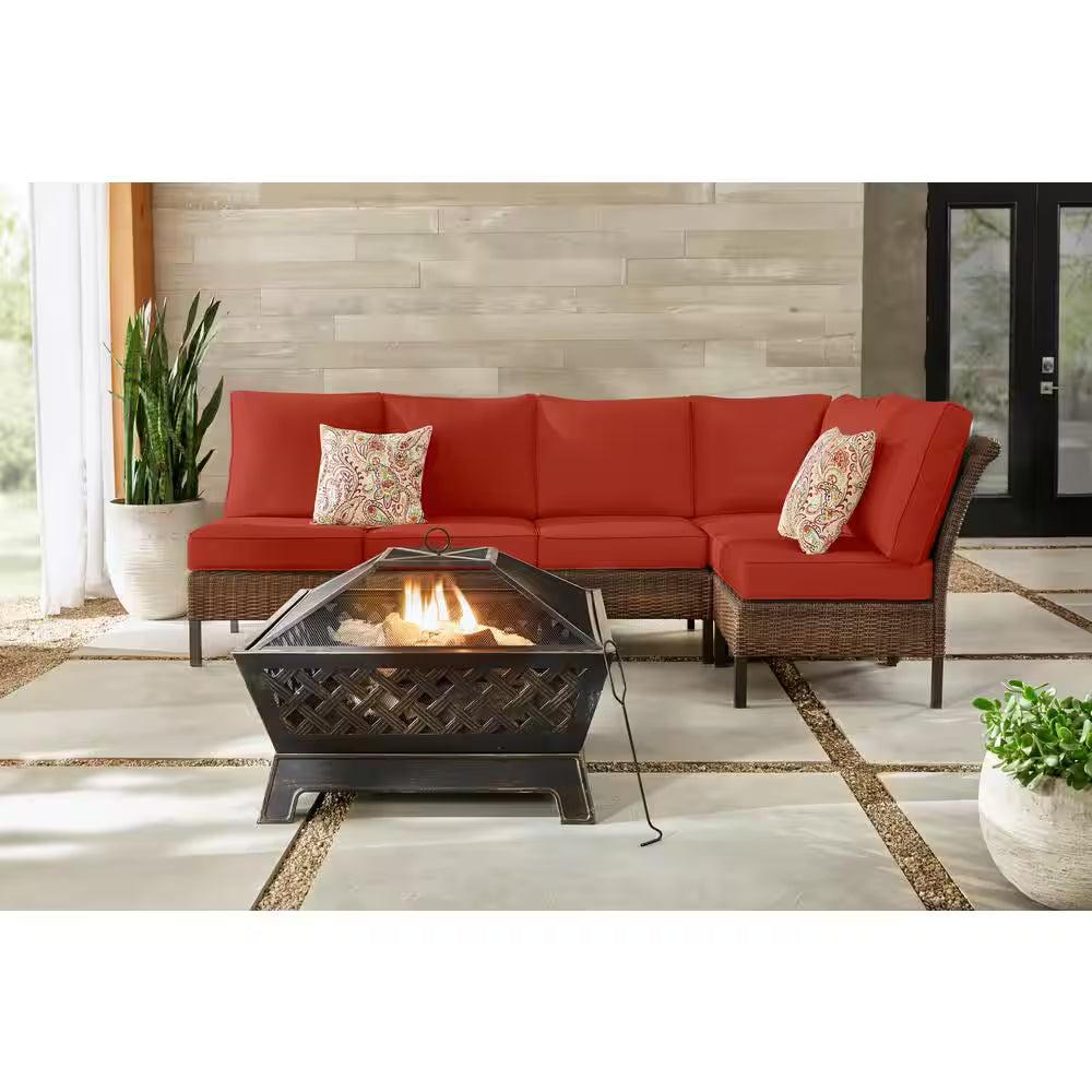 Tipton 34.00 In. W Rubbed Bronze Steel Wood Outdoor Fire Pit with Screen and Poker Included