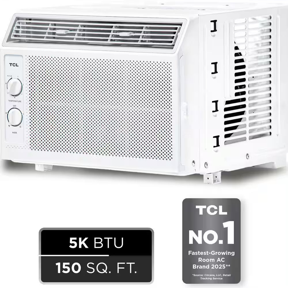 5,000 BTU (DOE) Mechanical Window Air Conditioner Cools 150 Sq. Ft. in White