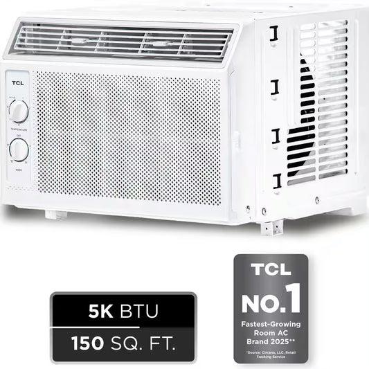 5,000 BTU (DOE) Mechanical Window Air Conditioner Cools 150 Sq. Ft. in White