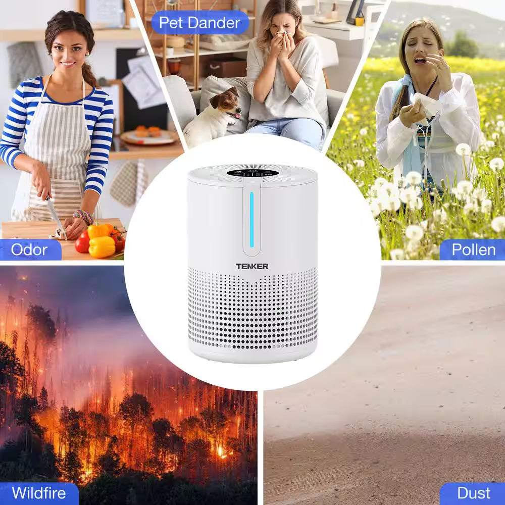 Tabletop Air Purifier for Home Large Room up to 430 Sq. Ft. with H13 True HEPA Air Filter, White