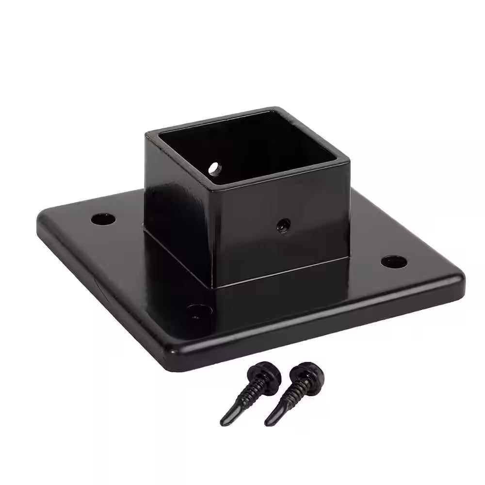 Athens Gloss Black Post Base Adapter for 2 In. Fence Post