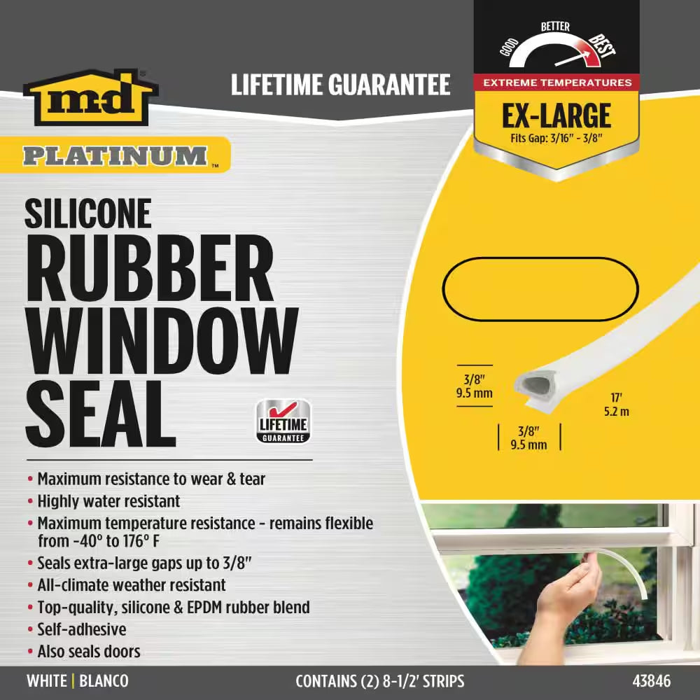 0.375 In. X 17 Ft. White Silicone Rubber Window Seal for Ex-Large Gaps Weatherstrip Roll