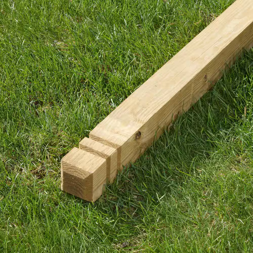 4 In. X 4 In. X 4-1/2 Ft. Pressure-Treated Wood Double V-Groove Deck Post