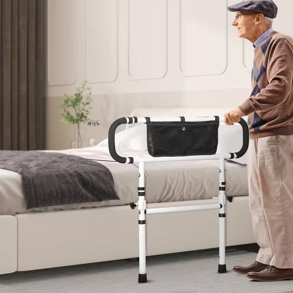 Bed Assist Rail 180° Foldable 450 Lbs. Loading Bed Side Rails with 4-Level Handle for Elderly Adults Senior Patient Care