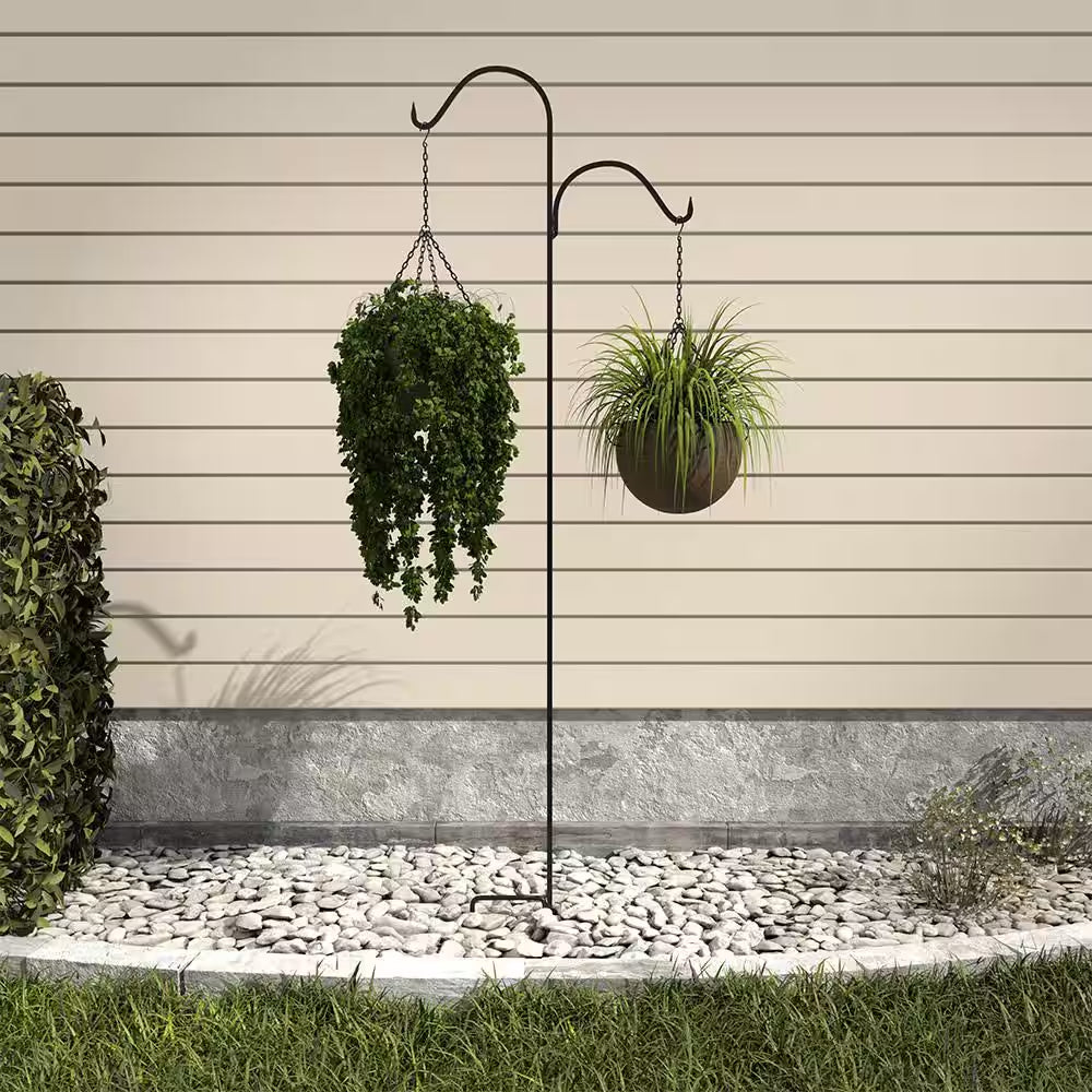 Fuchsia 84 In. Black Steel Double Shepherd Hook (15 Lbs. Max. Weight Capacity)